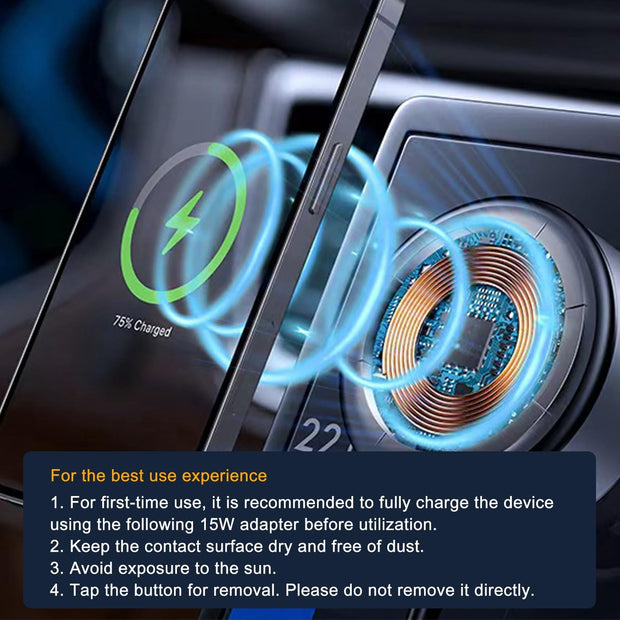 15W Car Electric Suction Cup Magnetic Wireless Charger Phone Holder, Air Vacuum Suction Phone Mount for Mirror and Gym, Compatible with Iphone 12/13/14/15/16 Series, Black